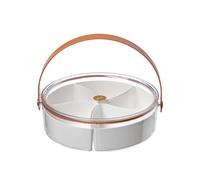 LUXTE Divided Serving Tray with Lid and Handle Snackle Box Charcuterie Container Portable Snack Platters Organizer for Candy, Fruits, Nuts, Snacks, Parties, Entertaining, Picnic (White) (BUWEI-988)