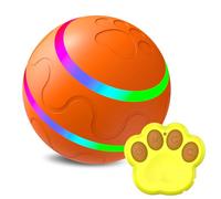 LUXTE Smart Ball For Dogs - Self Moving Balls For Large Dogs - Interactive Puppy Pet Ball Automatic Moving Rolling With LED Light, Rechargeable Smart Wicked Busy Ball For Dogs Cats (Orange)
