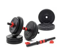 LUXTRI Dumbbell Set 15kg with 8 Cement Hand Weights and 2 Knurled Grip Rods with Spin-Lock Collars