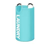 Luxtrous 90L Large Collapsible Laundry Bag, Modern Style Collapsible Fabric Large Laundry Basket, Hamper, Foldable Clothes Bag, Folding Washing Bin 6 Colors available (Sky Blue)