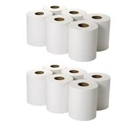 Luxtrous Centrefeed White Paper Rolls, 2-Ply Embossed Paper Tissue Roll, Super Absorbent & Strong Paper Towel Tissue Roll for Home, Office,Kitchen,Bathroom, Garage,Multi-Purpose Use(White,Pack of 12)