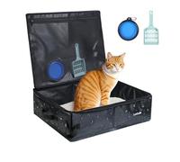 Luxtude Collapsible Travel Litter Box for Cats, Waterproof & Smell-Proof Portable Cat Litter Box, Sturdy Shape and Hard Bottom for Car, Hotel, and Outdoor Use