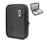 Luxtude Electronics Travel Organiser, Compact Cable Organiser Bag, Portable Cable Tidy Bag, Travel Cable Case Tech Organiser Pouch for Electronic Accessories, USB, SD, Charger, Drive (Carbon Black)