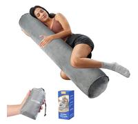 Luxtude Inflatable Body Pillow Travel, 120x20cm Long Bolster Pillow for Side Sleeper, Round Cervical Cylinder Pillow for Hugging Sleeping, Back