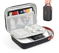 Luxtude Tech Organizer Travel Case, Portable Electronics Organizers, Hard Case for Electronics, Black Tech Bag, Charger Cases, Carrying Cases for iPad Mini (Up to 7.9’’), Mouse, Charger