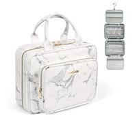 Luxtude Waterproof Leather Toiletry Bag for Women Ladies, Hanging Wash Bag, Large Travel Toiletry Bag with 360°Hanging Hook, Travel Makeup Cosmetic Organiser for Toiletries, Shower Accessories etc