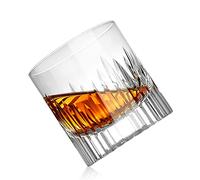 LUXU Crystal Whisky Glasses Engraved, 13 oz Heavy Base Old Fashioned Rocks Glasses, Lowball Bar Glasses for Bourbon, Scotch Whisky, Cocktails, Cognac,Large Cocktail Tumblers 1 Count in Gift Box.