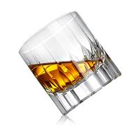 LUXU Crystal Whisky Glasses Engraved, 13 oz Heavy Base Old Fashioned Rocks Glasses, Lowball Bar Glasses for Bourbon, Scotch Whisky, Cocktails, Cognac,Large Cocktail Tumblers 1 Count in Gift Box.