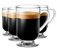 LUXU Irish Glass Coffee Mugs Set of 4,Latte Cups,Clear Coffee Mug 10.5 OZ, Glass Mugs With Handles for Hot Beverages, Clear Mug for Tea, Cappuccino, Latte,Juice,Milk, Hot Chocolate Mugs