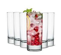 LUXU Premium Highball Drinking Glasses (Set of 6)-7 oz Tom Collins Glasses,Clear Tall Glass Cups,Cute Cocktail Glasses,Lead-free Water Glasses Bar Glassware for Mojito Beverages and Mixed Drinks