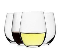 LUXU Stemless Wine Glasses(Set of 4)-565 ml,Clear Wine Cups for Red or White Wine,Crystal Whiskey Tumblers,Large Water Goblets,Drinking Glassware for Beer,Great Wine Gifts for Any Occasion