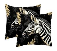 Luxuary Gold Zebra 2PCS Throw Cushion Covers Soft Velvet Pillow Case Modern Decorative Double-Sided Designs Pillowcase, 50x50cm (Inserts Not Include)