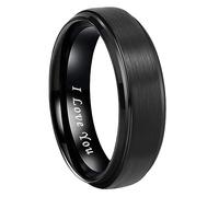 LUXUBANDS 6mm 8mm Silver/Black/Gunmetal/Gold/Rose Gold Tungsten Rings for Men Women Couple Promise Anniversary Engagement Wedding Bands Stepped Beveled I Love You Engraved Comfort Fit, Metal, No