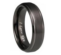 LUXUBANDS 6mm 8mm Silver/Black/Gunmetal/Gold/Rose Gold Tungsten Rings for Men Women Couple Promise Anniversary Engagement Wedding Bands Stepped Beveled I Love You Engraved Comfort Fit, Metal, No