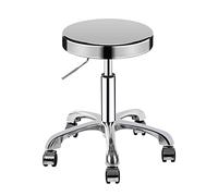 LUXUCURE Heavy Duty Round Rolling Stool,Metal Lift Swivel Stool Medical Spa Stool with Wheels,Stainless Steel Work Stool for Laboratory Barber Shop Beauty Vanity Makeup,200kg Load