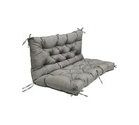 LUXUCURE Outdoor Swing Cushion with Backrest - Replacement for Patio Porch Garden Swing Chair, Waterproof 2-3 Person Seat (Gray, 59x39.4in)