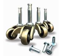 LUXUFUL 1" Swivel Stem Ball Caster Wheel, Zinc Alloy Castor for Furniture Socket Type Mounting Stem, Antique Brass, 353lbs, Pack of 4