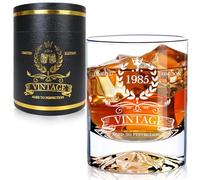 LUXULISH 40th Birthday Gifts Men, 12Oz Vintage 1985 Whiskey Glass with Unique Base, 40th Birthday Decorations for Men, 40 Year Old Cool Bday Gift Ideas for Him, Dad, Husband, Friends