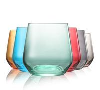 LUXULISH Colored Stemless Wine Glasses Set of 6, Hand Blown Premium Crystal Red White Wine Glass - 15Oz, Unique Gifts for Women, Men, Wedding, Anniversary, Christmas, Birthday