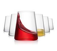 LUXULISH Stemless Wine Glasses Set of 6, Hand Blown Premium Crystal Red White Wine Glass - Modern Drinking Glasses for Women, Men, Wedding, Anniversary, Birthday - 18Oz