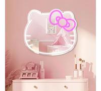 LUXUOSA Anime Mirror Vanity, Neon Sign Wall Decor, Dimmable LED Wall Mirror, 16.7" x 14", Bedroom Decor