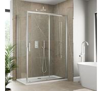 Luxura® 1400 x 700mm Sliding Shower Enclosure Door Screen for Wet Room Cubicle Enclosures, 6mm Toughened Safety Glass, Framed, Reversible, Polished Chrome