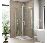 Luxura® 900 x 800mm Pivot Shower Enclosure Door Screen for Wet Room Cubicle Enclosures, 6mm Toughened Safety Glass, Framed, Polished Chrome