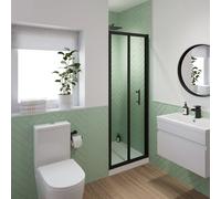 Luxura Bifold Shower Door 800mm with 800 x 800mm Raised Tray - 6mm Black