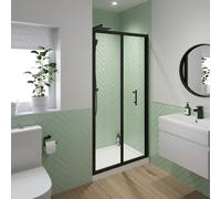 Luxura Bifold Shower Door 900mm with 900 x 900mm Raised Tray - 6mm Black