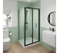 Luxura Bifold Shower Enclosure 1000 x 700mm with Raised Tray - 6mm Black