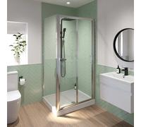 Luxura Bifold Shower Enclosure 800 x 900mm with Raised Non Slip Tray and Waste - 6mm