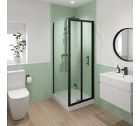 Luxura Bifold Shower Enclosure 800 x 900mm with Raised Tray - 6mm Black