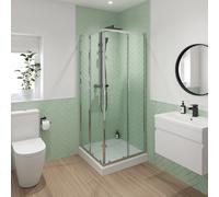 Luxura Corner Entry Shower Enclosure 800 x 800mm with Raised Non Slip Tray and Waste - 6mm