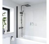 Luxura Curved Bath Shower Screen 800mm - 6mm Matt Black