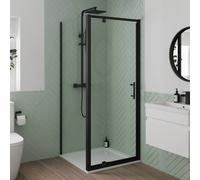 Luxura Pivot Shower Enclosure 760 x 760mm with Non Slip Tray - 6mm Black