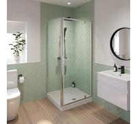 Luxura Pivot Shower Enclosure 800 x 760mm with Raised Non Slip Tray and Waste - 6mm