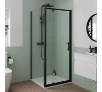 Luxura Pivot Shower Enclosure 800 x 900mm with Tray - 6mm Black