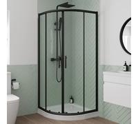 Luxura Quadrant Shower Enclosure 800 x 800mm with Raised Tray and Waste - 6mm Black