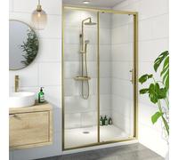 Luxura Sliding Shower Door 1400mm - 6mm Brushed Brass