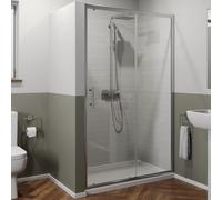 Luxura Sliding Shower Door 1400mm with 1400 x 800mm Tray - 6mm