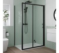 Luxura Sliding Shower Enclosure 1000 x 800mm with Tray - 6mm Black