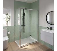 Luxura Sliding Shower Enclosure 1400 x 760mm with Non Slip Tray and Waste - 6mm