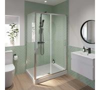 Luxura Sliding Shower Enclosure 1400 x 800mm with Raised Tray and Waste - 6mm