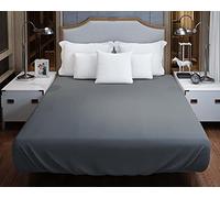 Luxurange Charcoal Non Iron Percale Super King Bed Fitted Sheet, Soft Brushed Microfiber Fitted Bed Sheet, Fitted Sheet Super King Bed Extra Deep 40cm, Plain & Reversible Dyed Duvet Cover Sets.