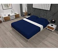 LUXURANGE Non Iron Double Bed Fitted Sheet 100% Poly Cotton Double Bed Sheet, Kids Double Fitted Sheet with 25cm Depth Pocket, Hotel Quality Easy Care Plain Dyed Soft, Navy Blue.