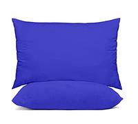 LUXURANGE Polycotton Plain Pillowcases, Pillowcase Double Pack of 2 Pillow Cover Standard Size 50 x 75 cm, Breathable, Stain and Wrinkle Resistant Envelope Pillowcase Cover - Navy Blue