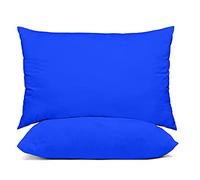 LUXURANGE Polycotton Plain Pillowcases, Pillowcase Double Pack of 2 Pillow Cover Standard Size 50 x 75 cm, Breathable, Stain and Wrinkle Resistant Envelope Pillowcase Cover - Royal Blue