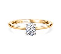 LUXURIANT 0.5Ct Lab Grown Diamond Ring for Women, Oval Solitaire Engagement & Wedding Ring in 925 Sterling Silver 18K Vermeil Yellow Gold Plated, SI GH Ring Size R