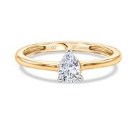 LUXURIANT 0.5Ct Lab Grown Diamond Ring for Women, Pear Solitaire Engagement & Wedding Ring in 925 Sterling Silver 18K Vermeil Yellow Gold Plated, SI GH Ring Size K