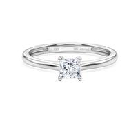 LUXURIANT 0.5Ct Lab Grown Diamond Ring for Women, Square Solitaire Engagement & Wedding Ring 925 Sterling Silver Rhodium Plated (White Gold Look), SI GH Ring Size L
